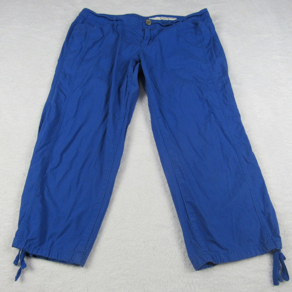 DKNY Jeans Capri Pants Women 12 Blue Excellent Tie Hem Cropped Casual Capris